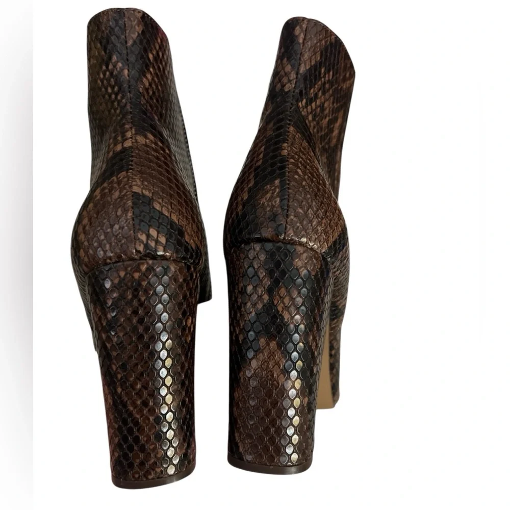 Steve Madden Trix Square-Toe Women's Booties Brown Snake 6.5